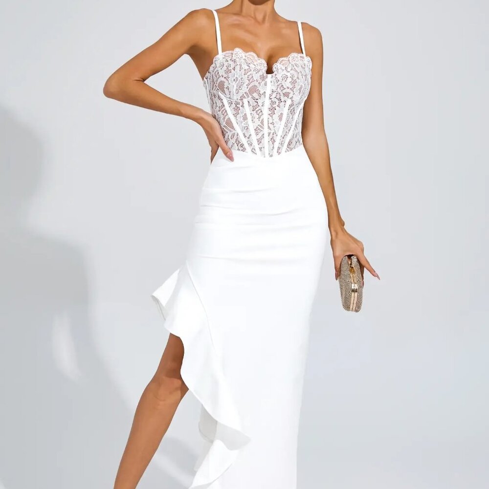 Catchall Swift White Slit Bandage Slip Dress